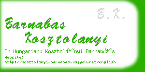 barnabas kosztolanyi business card